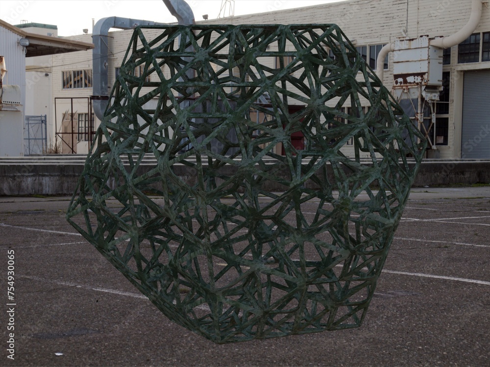 Poster wireframe shape icosahedron flake 3d print model