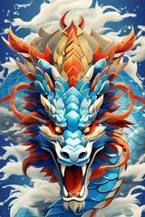 Generative AI. dragon chinese style. Wildlife Animals. Nature. Illustration,