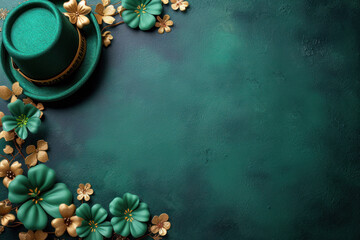 Green saint patrick golden minimalism background with copyspace.