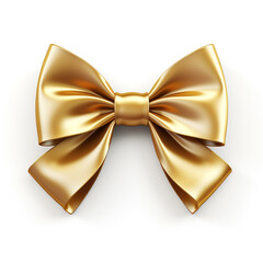 golden bow on a white background сreated with Generative Ai
