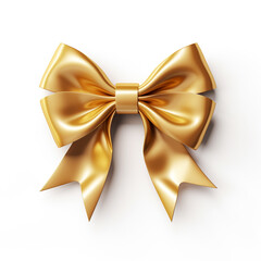 golden bow on a white background сreated with Generative Ai