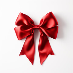 Naklejka premium Red bow on a white background сreated with Generative Ai