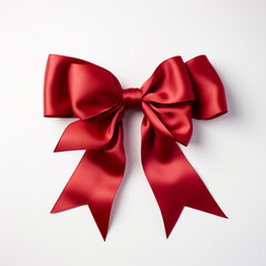 Fototapeta premium Red bow on a white background сreated with Generative Ai