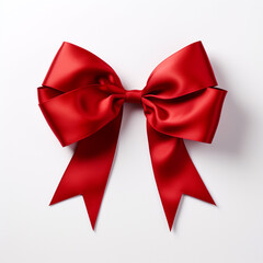 Naklejka premium Red bow on a white background сreated with Generative Ai