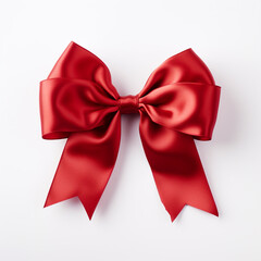 Red bow on a white background сreated with Generative Ai