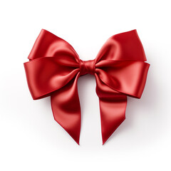 Red bow on a white background сreated with Generative Ai