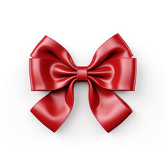 Red bow on a white background сreated with Generative Ai
