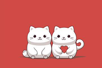 Cute chibi cats flat design vector illustration