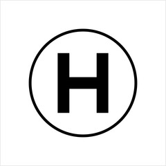 Helipad Icon, Helicopter Landing Pad, Area, Platform, H Letter,