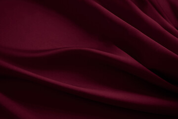 Black dark deep burgundy ruby cherry plum red abstract background. Silk satin velvet fabric. Elegant luxury rich. Curtain drapery fold line wave flow. Romance, Valentine, Birthday, Christmas. Design.