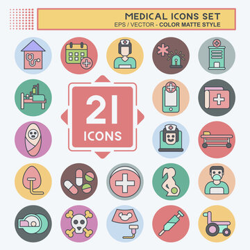 Icon Set Medical. related to Pharmacy symbol. color mate style. simple design editable. simple illustration