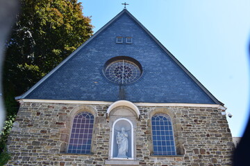 small stone church in Belgium - obrazy, fototapety, plakaty