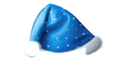 Stof per meter Santa Claus hat, Christmas blue cap isolated on white or transparent background © MDASHIR