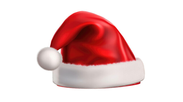 Santa Claus red hat or Christmas red cap isolated on transparent background.