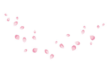 Background of flying pink rose petals. Vector illustration for cover, banner, poster, card, web and packaging.