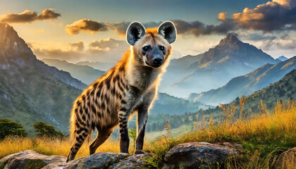A captivating shot of a hyena - obrazy, fototapety, plakaty