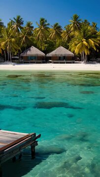 Maldives Beach Resort: A tropical paradise with palm trees, crystal-clear water, and luxurious poolside relaxation