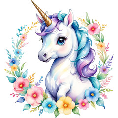 Unicorn flower art PNG clip art