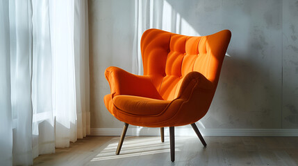 interior design orange armchair, generative ai