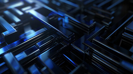 Obraz premium Black and Sapphire abstract shape background presentation design. PowerPoint and Business background.