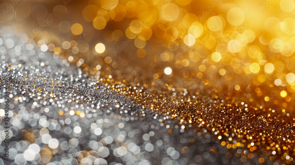 Aufkleber luxurious shimmering gold and silver gradient background with elegant bokeh effect for glamorous des