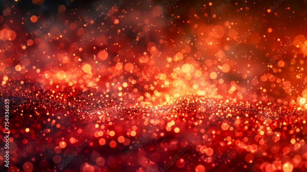 Aufkleber sparkling red and orange bokeh light effect on dark background for vibrant festive or abstract conce
