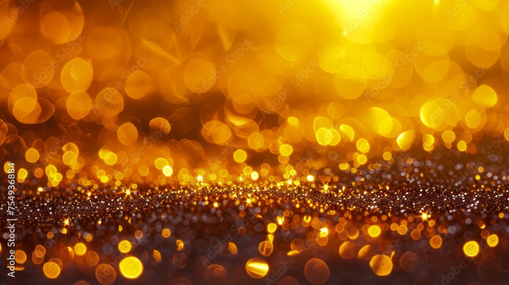 Aufkleber shimmering golden bokeh background - abstract glittering lights and sparkles for festive occasions a