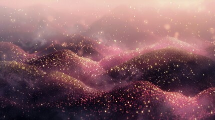 Abstract Pink and Purple Sparkling Waves Background with Shimmering Particles and Elegant Light Bokeh for Creative Design