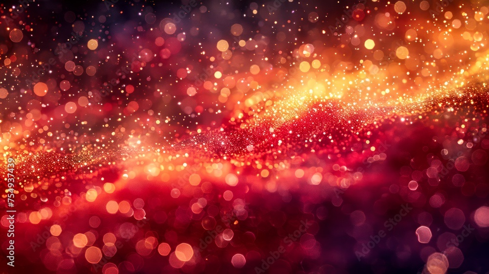 Aufkleber abstract red and yellow bokeh lights background with colorful sparkling and glowing blurry effect fo