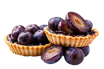 Obraz premium purple plum cake on white background 