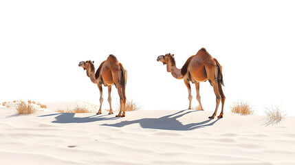 camel caravan in the sahara desert Arabian camel on isolated background, Generative Ai