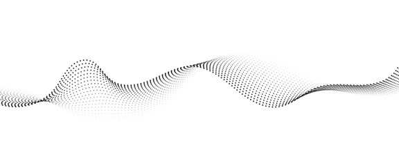 Flowing Dot Wave Pattern Halftone Curve Shape on Transparent Background