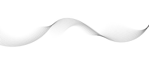 Flowing Dot Wave Pattern Halftone Curve Shape on Transparent Background