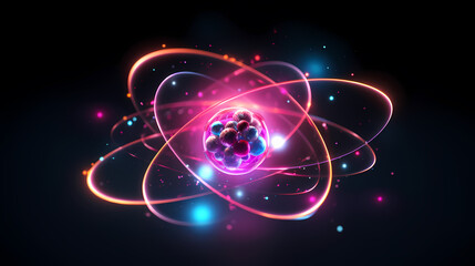Obraz premium Atomic model with visible electron orbitals