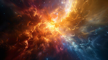Interstellar voyage through a vibrant nebula - obrazy, fototapety, plakaty