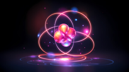 Atomic model with visible electron orbitals