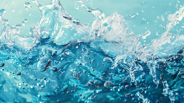 Slashes water on pastal blue background