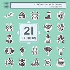 Sticker line cut Set American,Indian. related to Indigenous People symbol. simple design editable. simple illustration