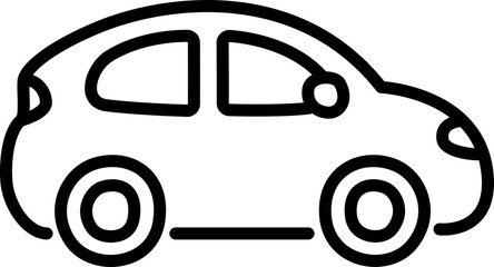 Small hatchback city car line icon in cute cartoon hand drawn doodle style. Vector clip art illustration.