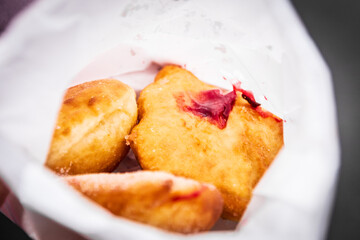 Golden Fried Donuts with Sweet Raspberry Filling