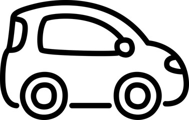 Micro city car line icon in cute cartoon hand drawn doodle style. Vector clip art illustration.