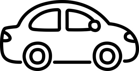 Small sedan city car line icon in cute cartoon hand drawn doodle style. Vector clip art illustration.