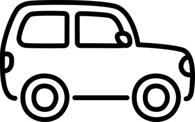 Off-road mini SUV car line icon in cute cartoon hand drawn doodle style. Vector clip art illustration.