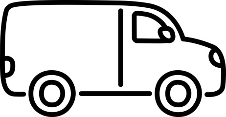 Delivery van line icon in cute cartoon hand drawn doodle style. Vector clip art illustration.