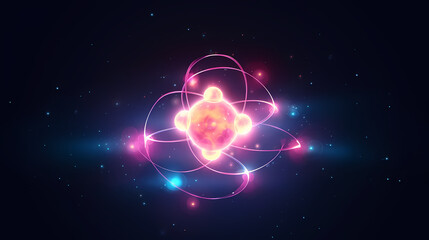 Obraz premium Atomic model with visible electron orbitals