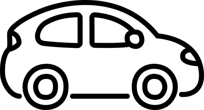 recommend clip art: Small hatchback city car line icon in cute cartoon hand drawn doodle style. Vector clip art illustration.