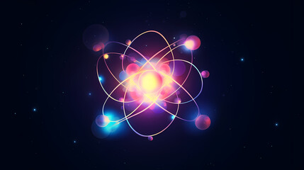 Fototapeta premium Atomic model with visible electron orbitals