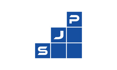 SJP initial letter financial logo design vector template. economics, growth, meter, range, profit, loan, graph, finance, benefits, economic, increase, arrow up, grade, grew up, topper, company, scale
