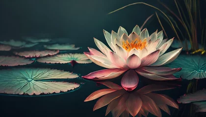 Foto op Canvas zen inspired illustration of water lilies with large space for text concept of mindfulness © Robert