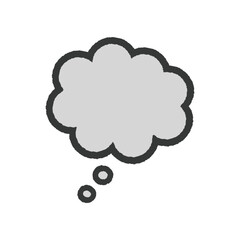 グレーの雲型の手書きの吹き出し - 考える･心の声･モヤモヤのイメージ素材

